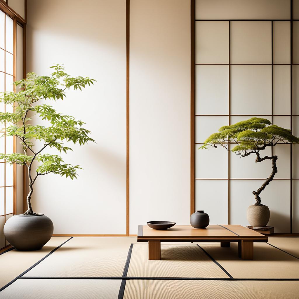 Key features of Japanese living room decor with tatami mats and shoji screens.