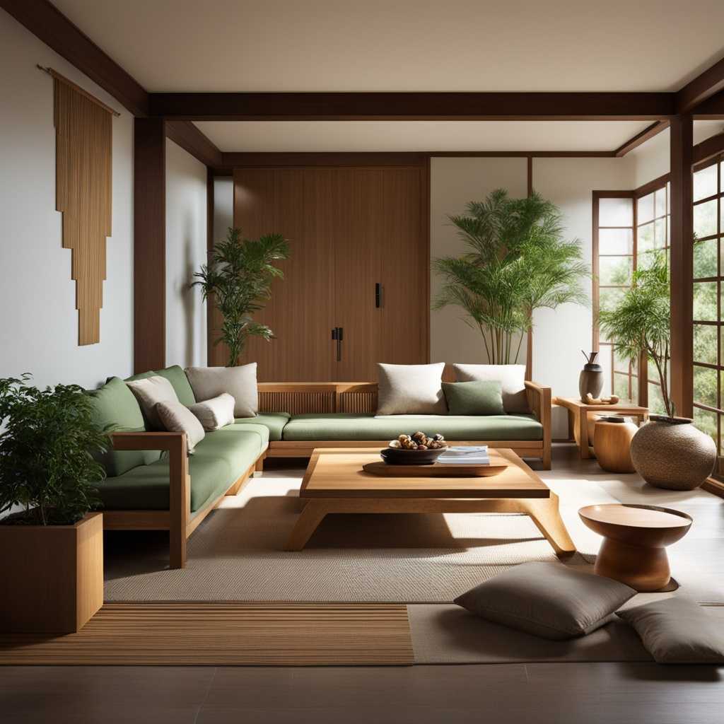 Zen-inspired living room with natural materials and neutral color palette