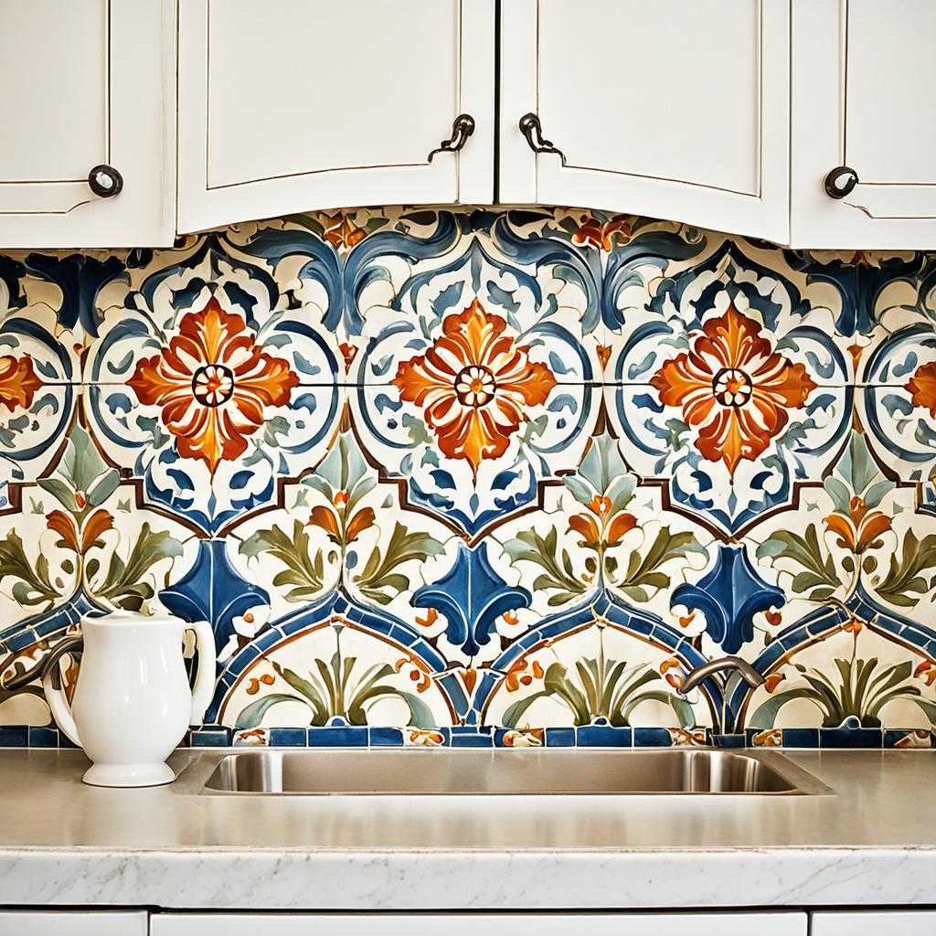 antique tile backsplash