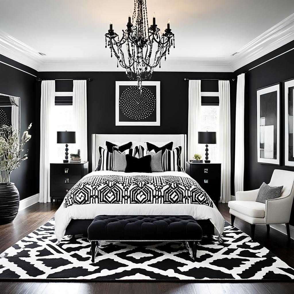 black and white bedroom