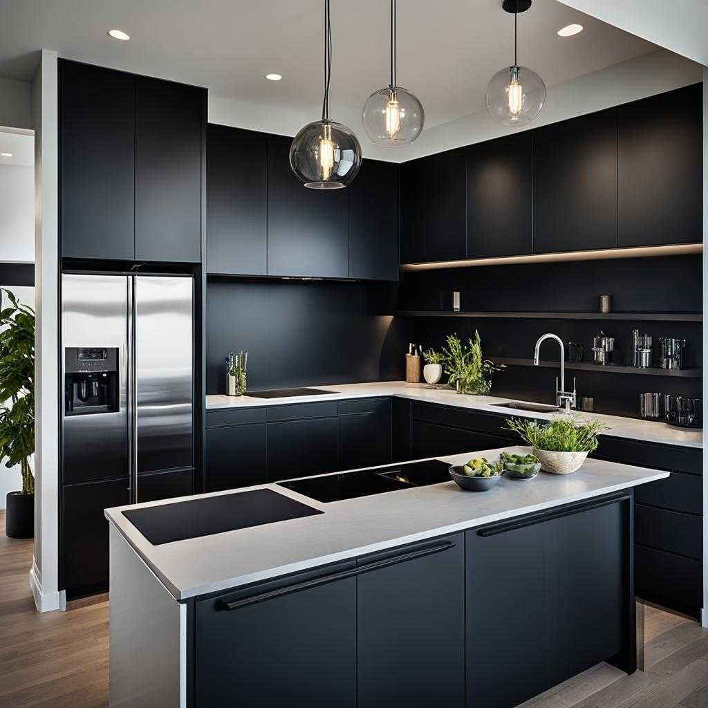 black cabinets and countertops