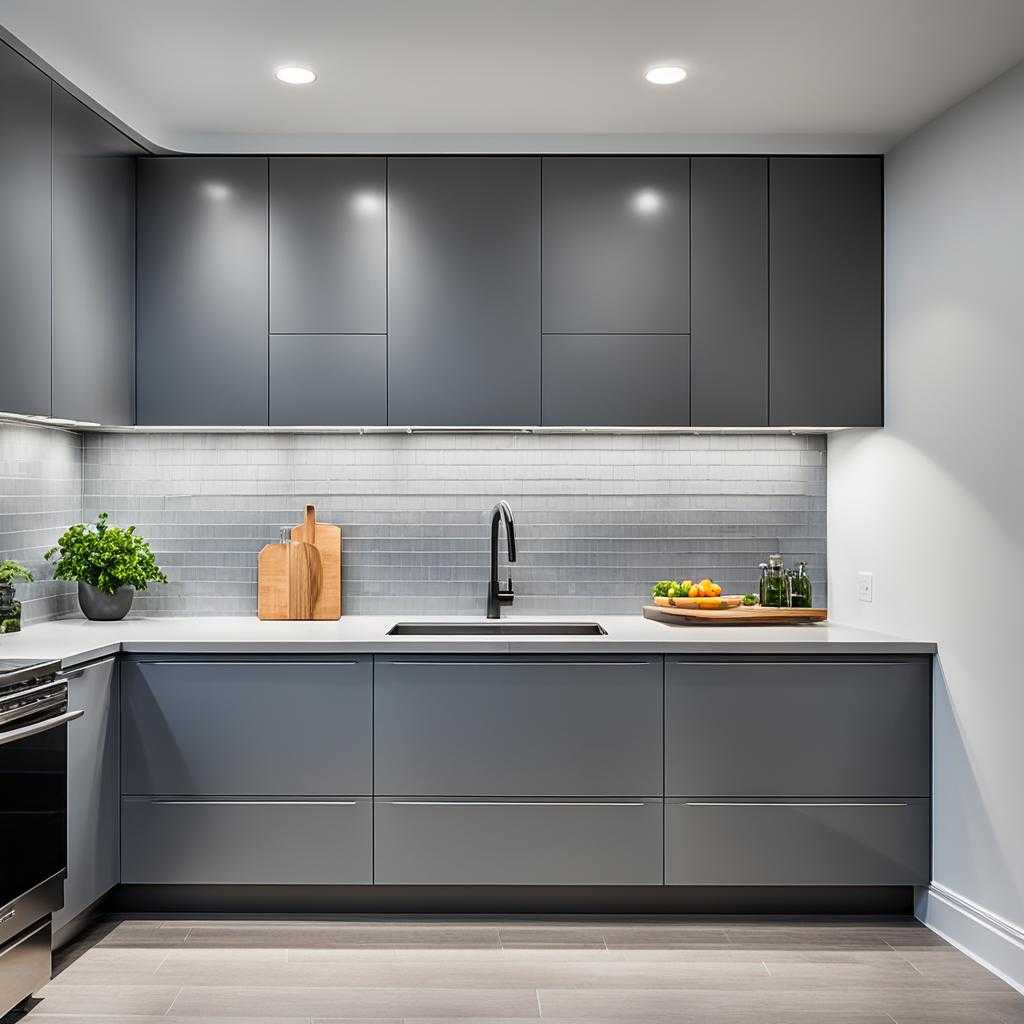 contemporary gray kitchen cabinets