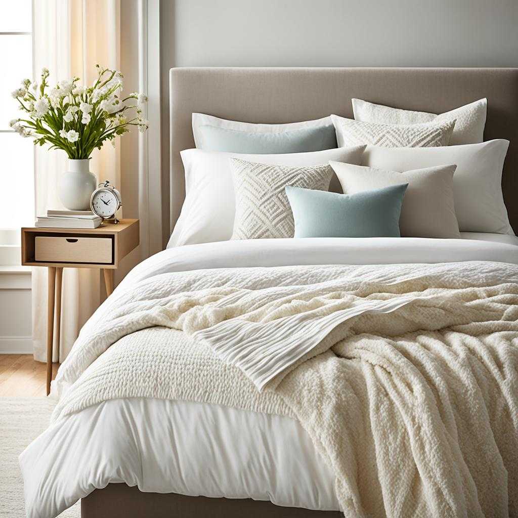 cozy bedroom with plush textiles