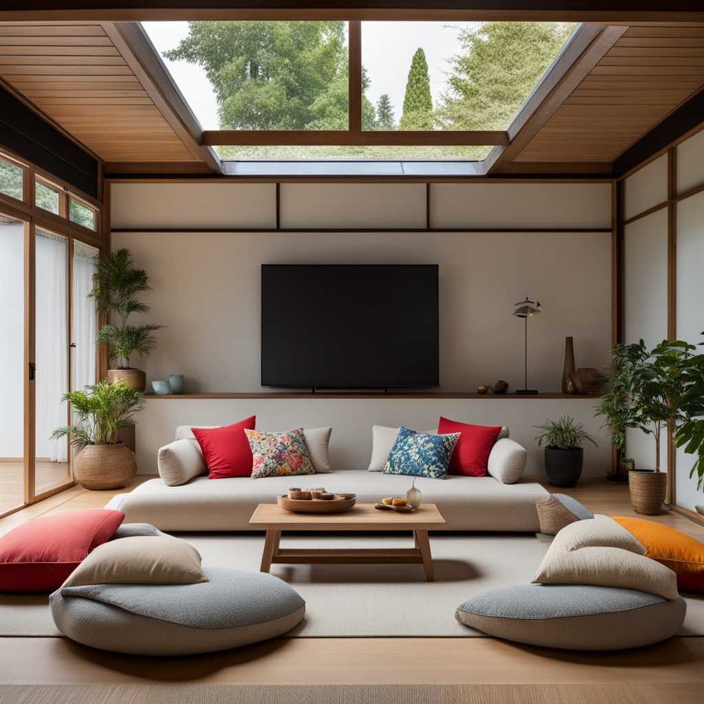 futon sofas in a Japanese living room design