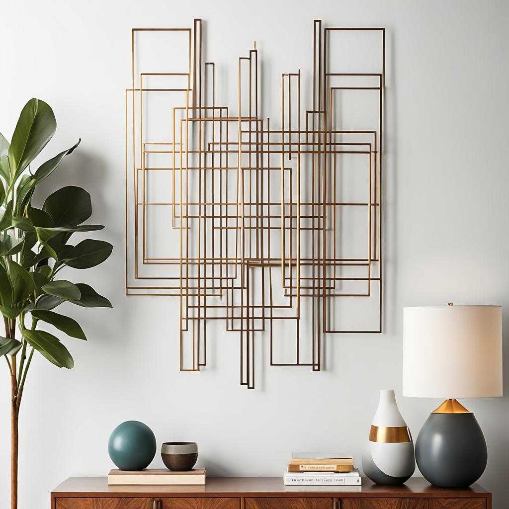 geometric mid century modern metal wall art