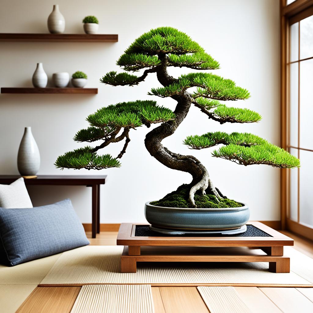 incorporating nature with bonsai trees in Japanese decor