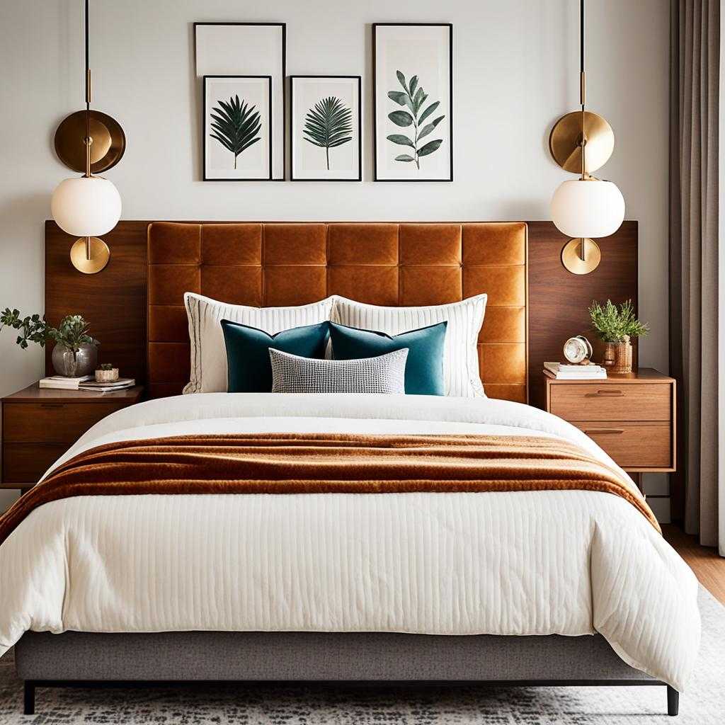 mid century modern bedroom textures