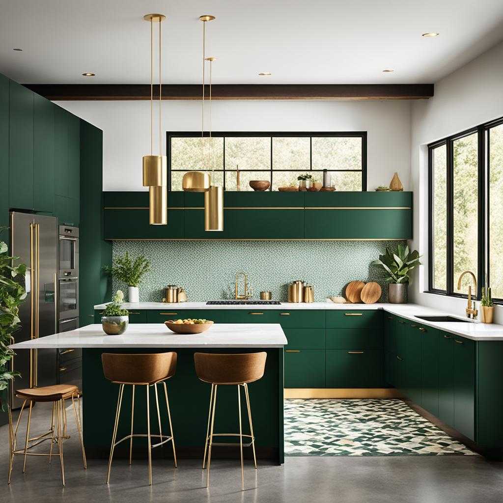 mid century modern kitchen color schemes