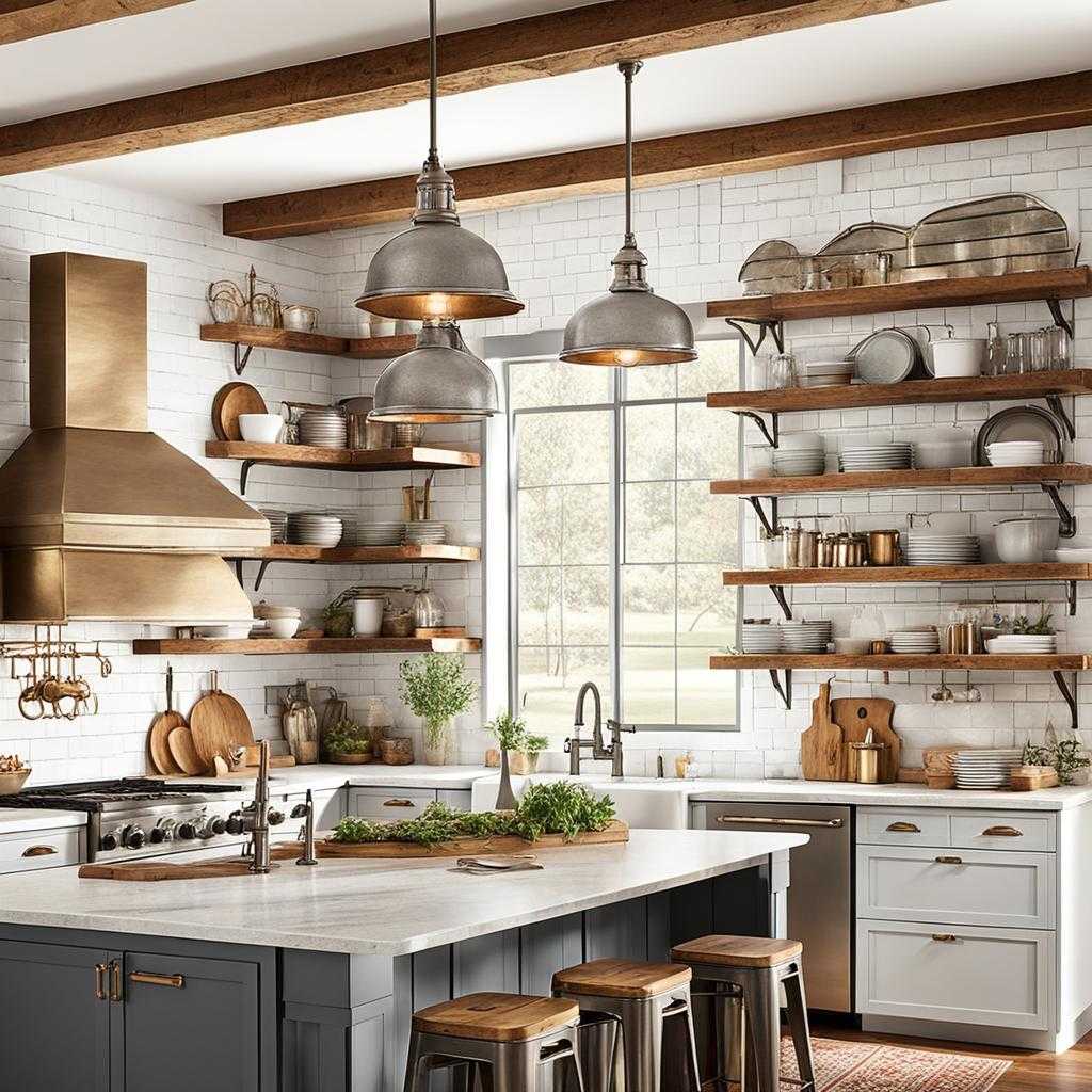 mixed metal farmhouse kitchen