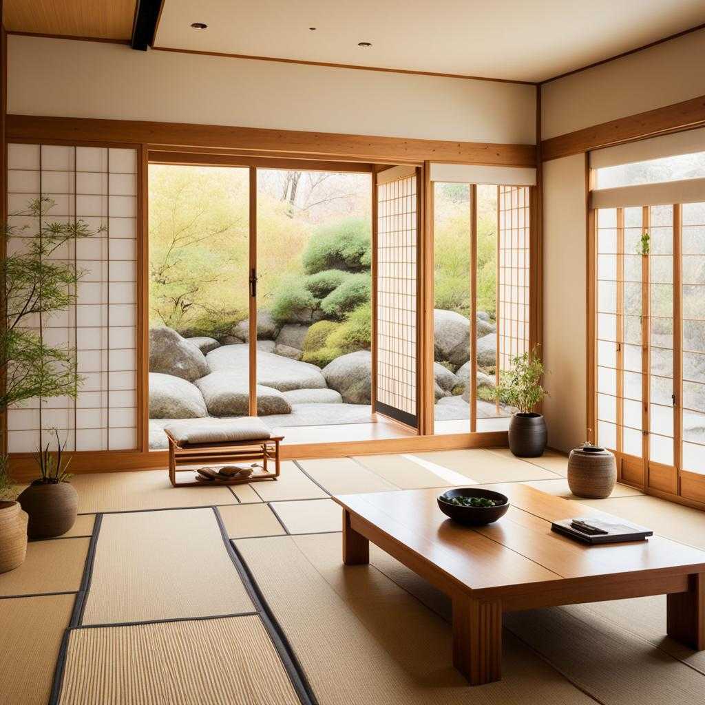 natural materials in Japanese living room design