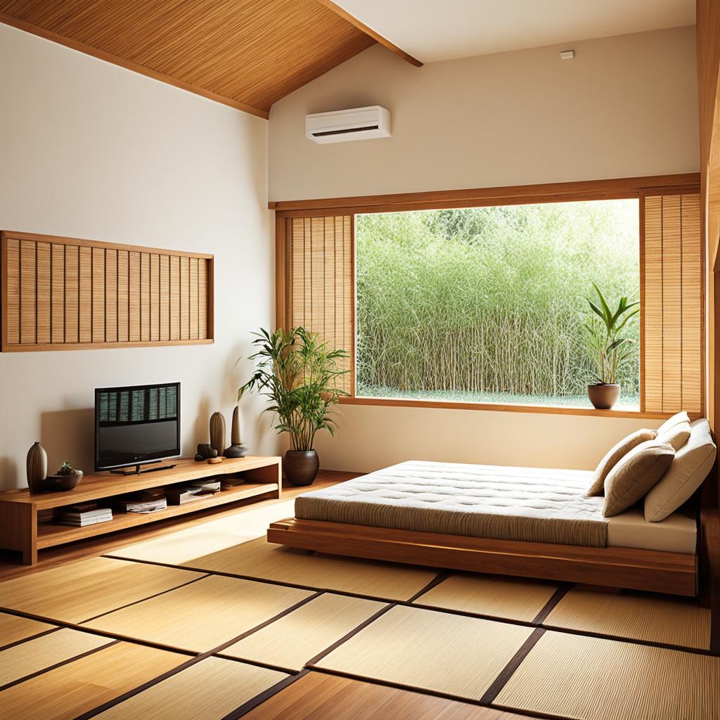 natural materials wooden decor bamboo tatami mats