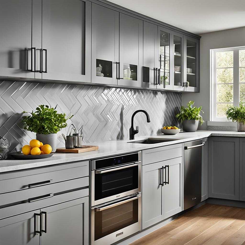 transitional gray kitchen cabinets